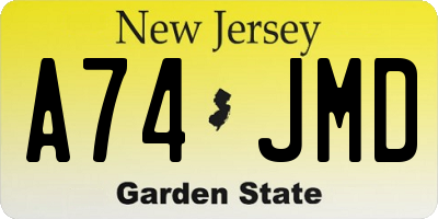NJ license plate A74JMD