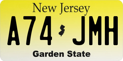 NJ license plate A74JMH