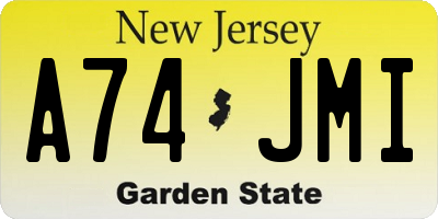 NJ license plate A74JMI