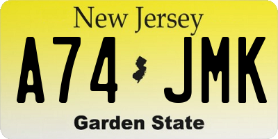NJ license plate A74JMK