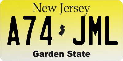 NJ license plate A74JML