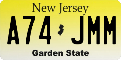 NJ license plate A74JMM