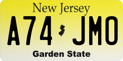 NJ license plate A74JMO