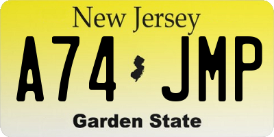 NJ license plate A74JMP