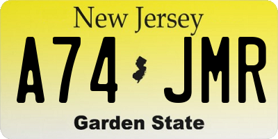 NJ license plate A74JMR
