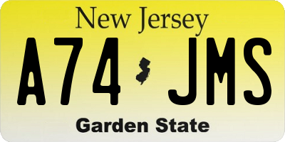 NJ license plate A74JMS