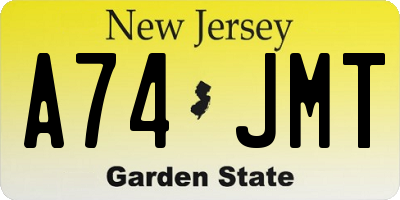 NJ license plate A74JMT