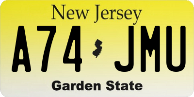 NJ license plate A74JMU
