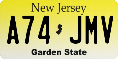 NJ license plate A74JMV
