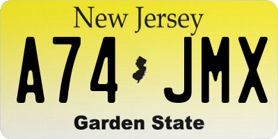 NJ license plate A74JMX
