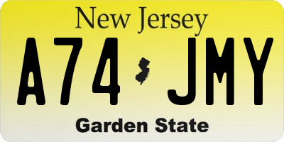 NJ license plate A74JMY