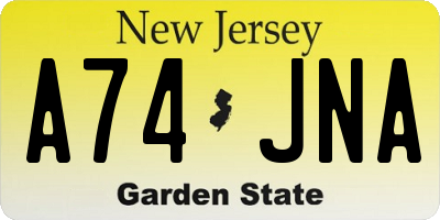 NJ license plate A74JNA