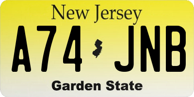 NJ license plate A74JNB