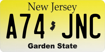 NJ license plate A74JNC