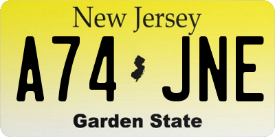 NJ license plate A74JNE