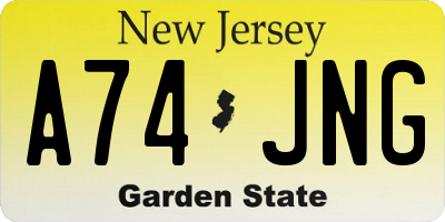 NJ license plate A74JNG