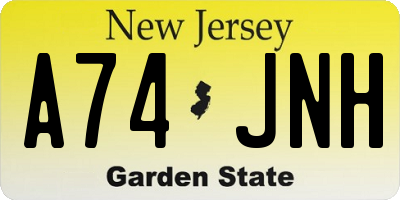 NJ license plate A74JNH