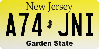 NJ license plate A74JNI