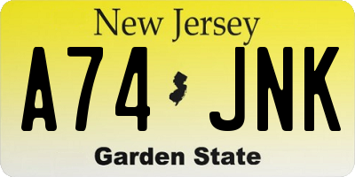 NJ license plate A74JNK