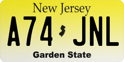 NJ license plate A74JNL