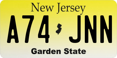 NJ license plate A74JNN