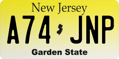 NJ license plate A74JNP