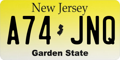 NJ license plate A74JNQ