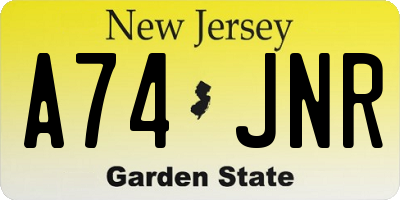 NJ license plate A74JNR