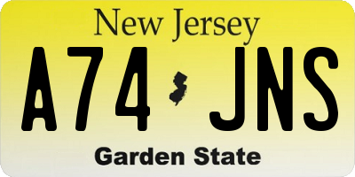 NJ license plate A74JNS