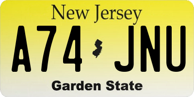 NJ license plate A74JNU