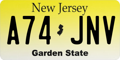 NJ license plate A74JNV