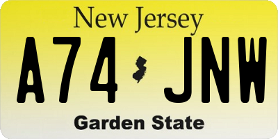 NJ license plate A74JNW