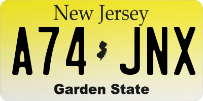 NJ license plate A74JNX