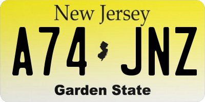 NJ license plate A74JNZ