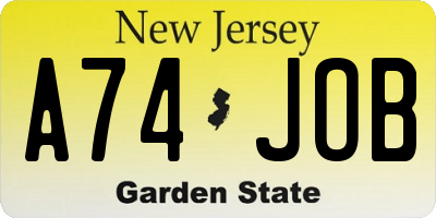 NJ license plate A74JOB
