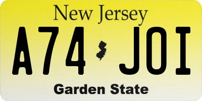 NJ license plate A74JOI