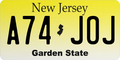 NJ license plate A74JOJ