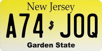NJ license plate A74JOQ