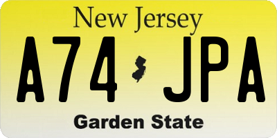 NJ license plate A74JPA