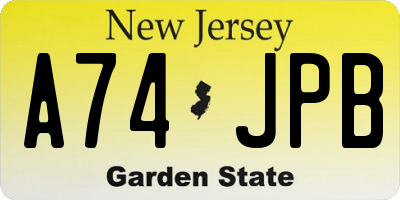 NJ license plate A74JPB