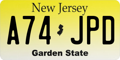 NJ license plate A74JPD