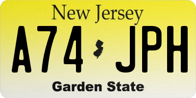 NJ license plate A74JPH