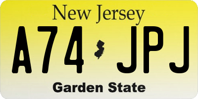 NJ license plate A74JPJ