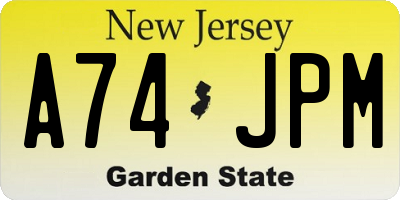NJ license plate A74JPM