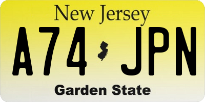 NJ license plate A74JPN