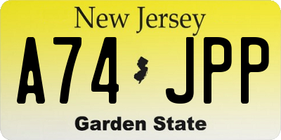 NJ license plate A74JPP