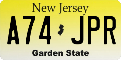 NJ license plate A74JPR