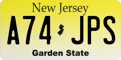 NJ license plate A74JPS