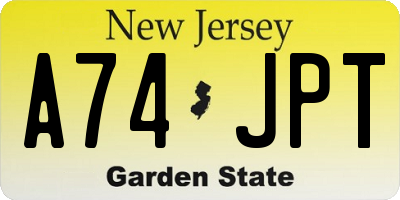 NJ license plate A74JPT