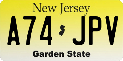 NJ license plate A74JPV